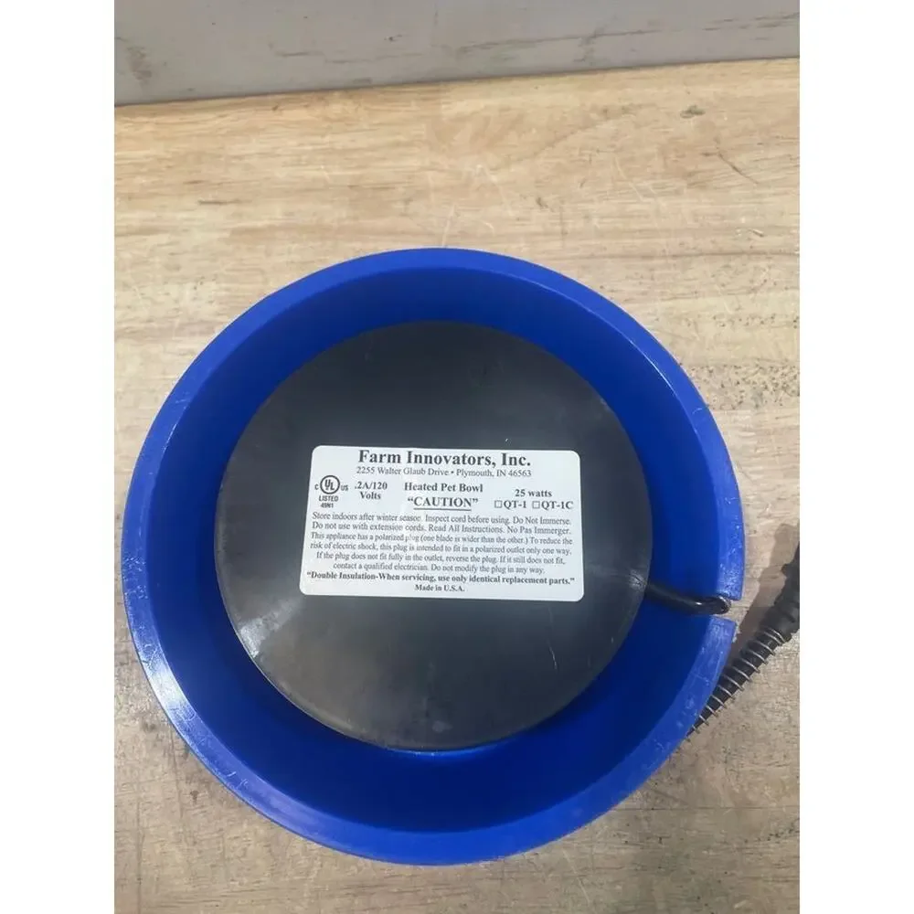 1 Quart Plastic Heated Pet Bowl Anti Chew Cord 25 Watts Power Rabbits Dogs Cats